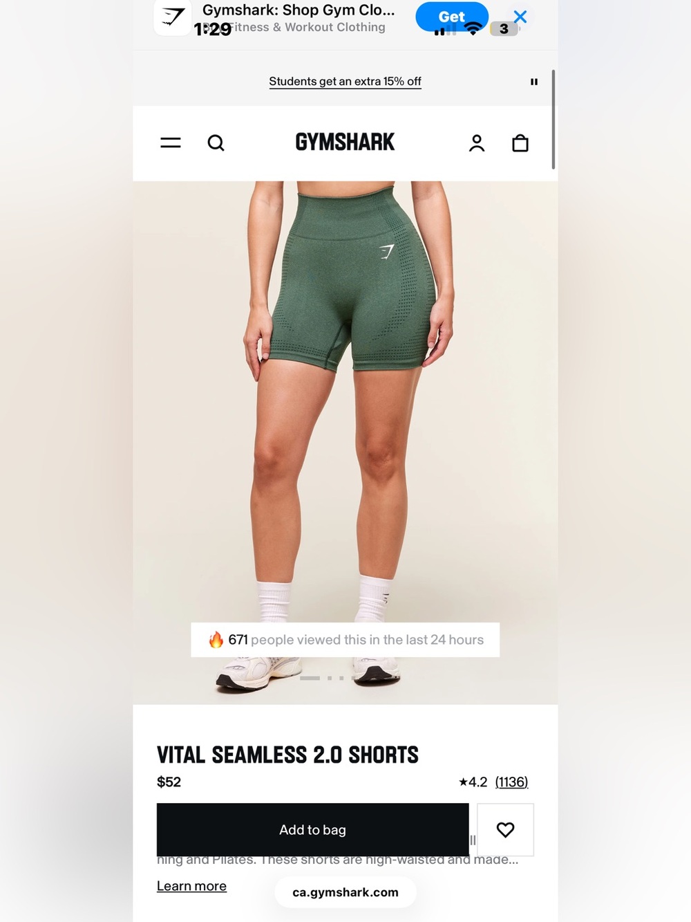 Gymshark Women’s Olive Green Seamless High-Waist Bike Shorts